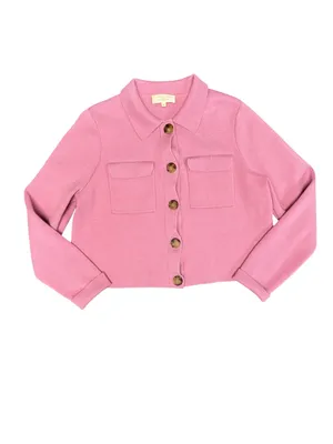 Sézane Betty Knit Long Sleeve Cardigan Merino Wool Rose Los Angeles Pink Medium thumbnail 4