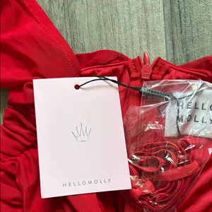Hello Molly Red Asymmetrical One-Shoulder Ruched Dress thumbnail 5