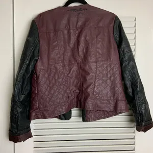 LG B Bernardo Collection Burgundy moto Jacket thumbnail 2