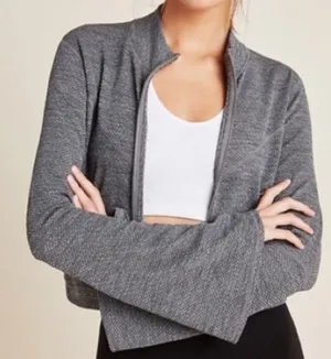 Free People Movement Off The‎ Grid Jacket Flare Sleeve Charcoal Combo Medium thumbnail 1