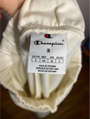 Champion Cream Oversized Fleece Joggers Cozy Streetwear Sz S thumbnail 3