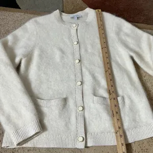 & Other Stories Mohair Wool Blend Cardigan Women M Cream Fuzzy Button Sweater thumbnail 3