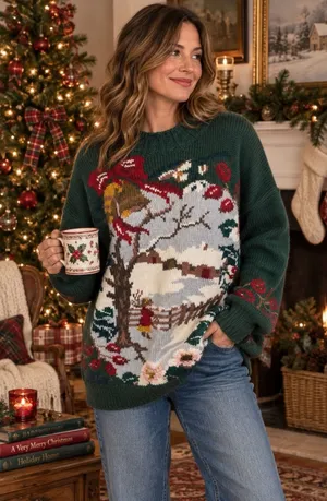 Laura Ashley Vintage Winter Motif 1993 Special Edition Sweater Jumper Size Large thumbnail 1