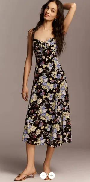 Anthropologie Maeve Sweetheart Printed Midi Dress thumbnail 1