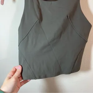 Lululemon Athletica Invigorate Training Tank Top with Bra‎ Olive Green 2 thumbnail 5