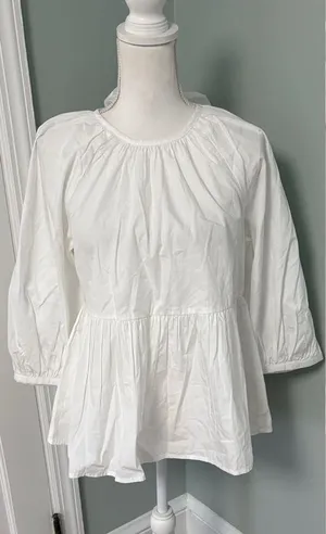 NWT Mud‎ Pie White Peplum Blouse Bow Back Size Small thumbnail 1