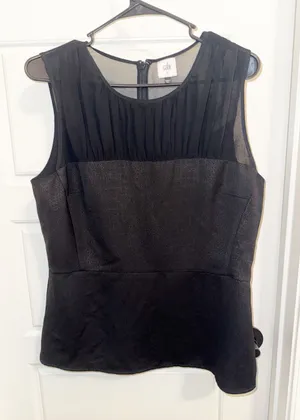 Cabi Bustier Peplum Top Size 8 Black Snakeskin Pleated Mesh Work Business Casual thumbnail 1