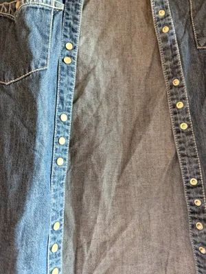 Free People Chambray Western Snap Button Shirt XS Oversized Lightweight Denim Blue Boho thumbnail 4