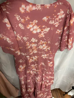 SHEIN Dusty Rose Floral Midi Dress thumbnail 3