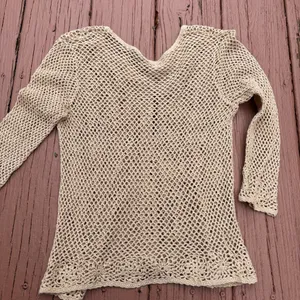 Boho crochet knit top size xs/s lightweight tan colored thumbnail 6