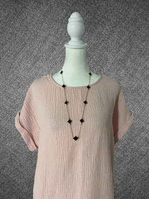 Gold-Tone Black Clover Station Long Chain Necklace With Adjustable Clasp thumbnail 5