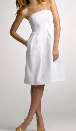 J.Crew Factory Lorelei Deco Dot Dress NWT White Strapless A-Line Size 4 thumbnail 1
