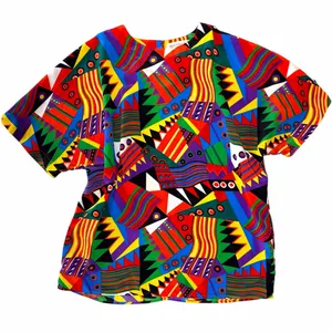 Martinique 90s Geometric Color Splash Short Sleeve Top size Medium thumbnail 9