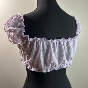 Sexy Sheer Adorable Coquette Costume Layering Textured Lavender Babydoll Cropped thumbnail 7