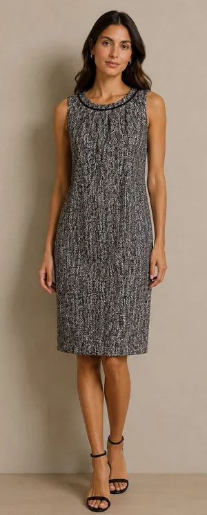 Talbots Tweed Sheath Dress Wool Blend 14‎ Knee Length Workwear Dark Academia thumbnail 1