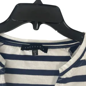 Sanctuary Women's Size Small Striped Navy Cottage Long Sleeve Lace Hem‎ Top thumbnail 4