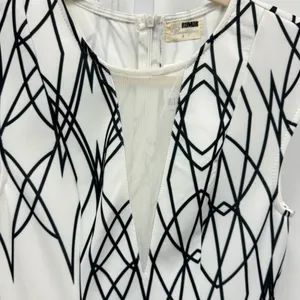 NWT‎ Rumor Boutique White Black Geometric Scuba Fit Flare Mini Dress Small Nylon thumbnail 6