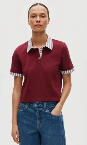 J.Crew Burgundy Polo Layered Tee  thumbnail 1