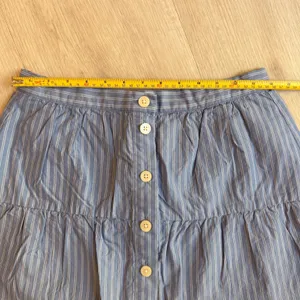 Madewell Blue White Pinstripe Button Front Tiered Cotton Mini Skirt Size‎ Small thumbnail 7