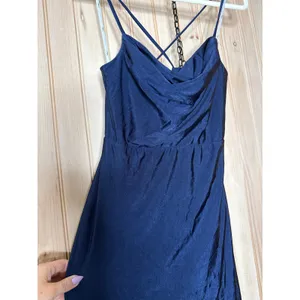 NWT Lulus Cute Definition Navy Slinky Knit Cowl Neck Maxi Dress Holiday Gala M thumbnail 4