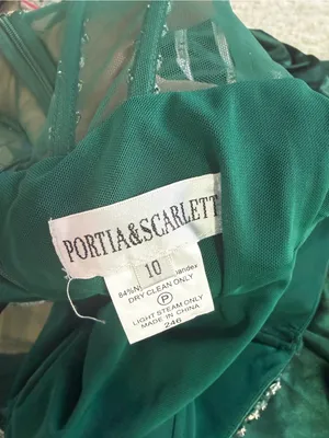 Portia & Scarlett Emerald Velvet Beaded Corset Gown Formal Dress L NWT thumbnail 9