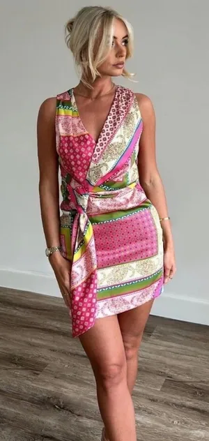 Zara NWT Pink Wrap Dress thumbnail 1