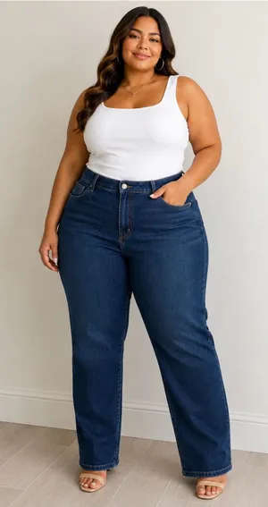 American Eagle Outfitters Plus Straight Leg Jeans - Dark Blue thumbnail 1
