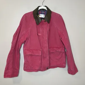 Vintage Hot Pink Bright Women's Chore Coat Utility Contrast Collar M Western 90s thumbnail 1