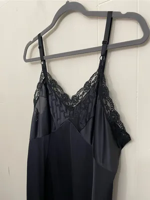Sears Vintage Lace Slip Dress Size 38 Black Babydoll Elegant Whimsygoth Romantic thumbnail 2
