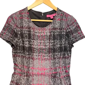 Betsey‎ Johnson Womens Preppy Goth Gray Pink Plaid Fit & Flare Dress Small thumbnail 5