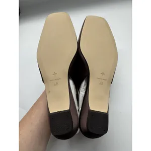NWB Tuckernuck Satin Olivia Slingback Square Toe Flats Brown Bow Detail Size 6 thumbnail 8
