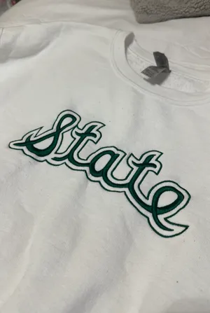 Michigan state Custom Embroidered Crew Neck White Size L thumbnail 3