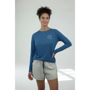 Reel Life Womens UV T-Shirt Size L Navy UPF Sun Protection Thumbholes Fishing thumbnail 7