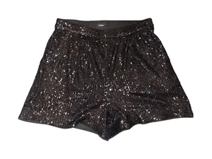Express Womens Black Sequin High Waisted Shorts Party Holiday Festival Size M thumbnail 1