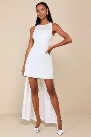  Lulus Flourish White Rosette Train Mini Dress thumbnail 3