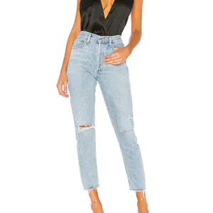 Agolde Light Blue Distressed High Rise Jeans thumbnail 9