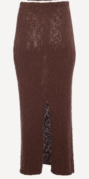 TROIS THE LABEL Kendall Brown Knit Slit Sweater Skirt thumbnail 1