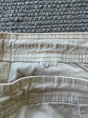 American Eagle Outfitters Ivory Beige Baggy Wide Leg Cargo Pants W Drawstring 4 thumbnail 9
