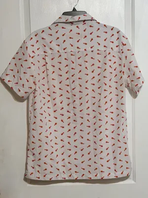 Hooters medium button up shirt sleeve chicken leg print thumbnail 6