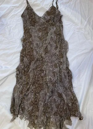 Snake Skin Animal Print Leopard Print Asymmetrical Midi Mini Dress thumbnail 1