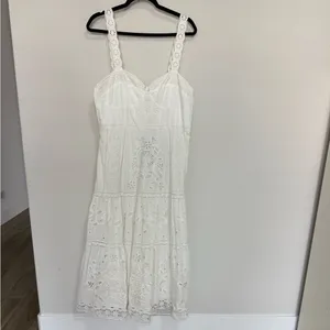 FARM Rio Midi Dress XL White Richelieu Broderie Anglaise Sundress Bustier Corset thumbnail 5