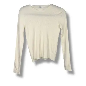 Reformation Cream Ribbed Knit Long Sleeve Top‎ Extra Fine Merino Wool thumbnail 2