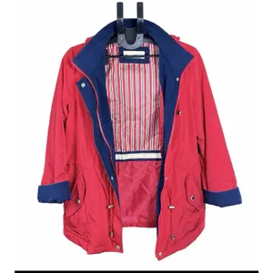 Liz Claiborne Women’s Red Hooded Anorak Jacket Petites PM Mid-Length Zip thumbnail 6