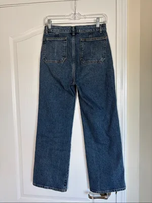 Reformation Alyssa Patch Pocket High Rise Wide Leg Jeans Anguilla Wash thumbnail 5