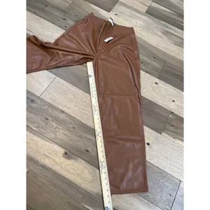 Old Navy Pants Size 14 Tan Faux Leather High Rise OG Loose Button Zip Front NWT thumbnail 6