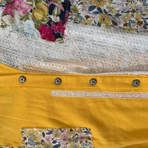 POL Floral/Lace Oversized Crochet Contrast Patchwork Boho Hippie Blouse small thumbnail 6