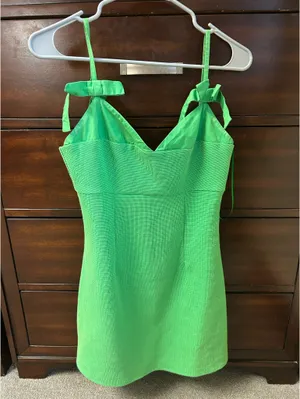 Lena Green Mini Dress Bows thumbnail 2