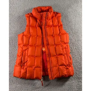 Gap Puffer Vest‎ Women S Orange Down Filled Quilted Full Zip Hiking Outdoor Neon thumbnail 3