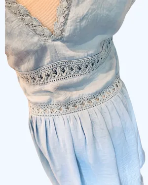 NWT ASOS Light Blue Mini Dress Vneck Sleeveless Crochet 6 S thumbnail 5