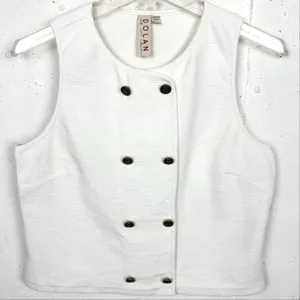 Anthropologie Dolan Left Coast Structured Vest Pullover White Cotton Size Medium thumbnail 2